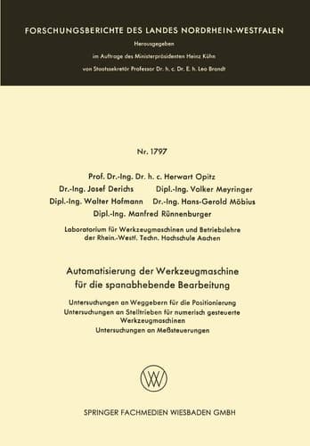 Automatisierung der Werkzeugmaschine für die spanabhebende Bearbeitung Untersuchungen an Weggebern für die Positionierung Untersuchungen an Stelltrieben für numerisch gesteuerte Werkzeugmaschinen Untersuchungen an Meßsteuerungen
