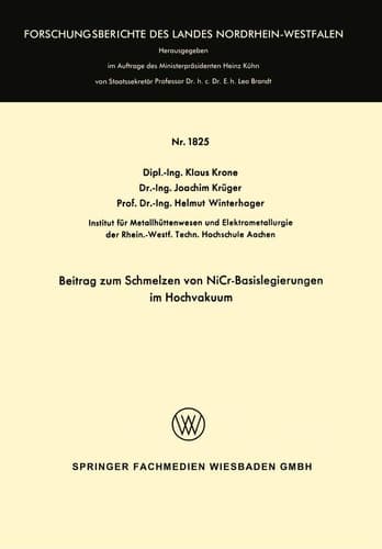 Beitrag zum Schmelzen von NiCr-Basislegierungen im Hochvakuum