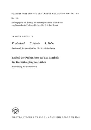 Einfluß der Probenform auf das Ergebnis des Kerbschlagbiegeversuches Auswertung der Fachliteratur