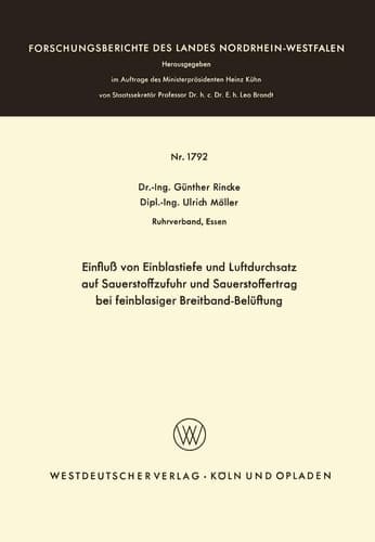 Einfluß von Einblastiefe und Luftdurchsatz auf Sauerstoffzufuhr und Sauerstoffertrag bei feinblasiger Breitband-Belüftung