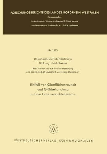 Einfluß von Oberflächenrauheit und Glühbehandlung auf die Güte verzinkter Bleche (German Edition)