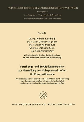 Forschungs- und Entwicklungsarbeiten zur Herstellung von Holzspanwerkstoffen für Konstruktionsteile Ausarbeitung verfahrenstechnischer Methoden zur Herstellung von Holzspanwerkstoffen mit orientierter Festigkeit und entsprechenden Holzspan-Verbundwerkstoffen