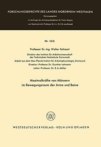 Maximalkräfte von Männern im Bewegungsraum der Arme und Beine