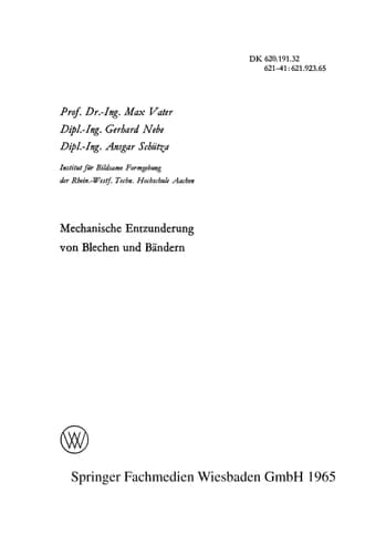 Mechanische Entzunderung von Blechen und Bändern