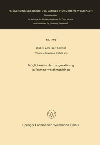 Möglichkeiten der Laugenklärung in Trommelwaschmaschinen (German Edition)