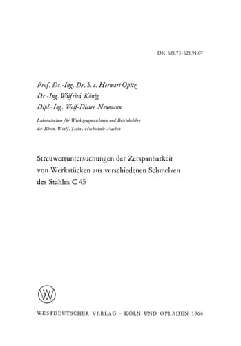Streuwertuntersuchungen der Zerspanbarkeit von Werkstücken aus verschiedenen Schmelzen des Stahles C 45