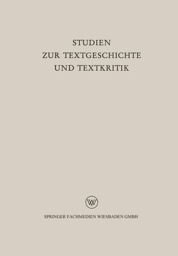 Studien zur Textgeschichte und Textkritik (German Edition)