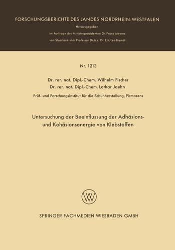 Untersuchung der Beeinflussung der Adhäsions- und Kohäsionsenergie von Klebstoffen (German Edition)