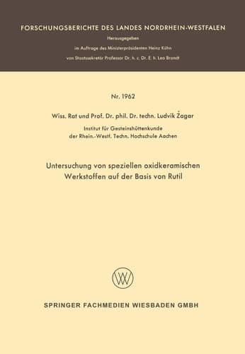 Untersuchung von speziellen oxidkeramischen Werkstoffen auf der Basis von Rutil (German Edition)