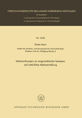 Untersuchungen an angereicherten Isotopen auf natürliche Alphastrahlung (German Edition)