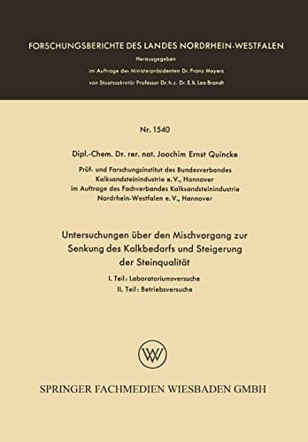 Untersuchungen über den Mischvorgang zur Senkung des Kalkbedarfs und Steigerung der Steinqualität