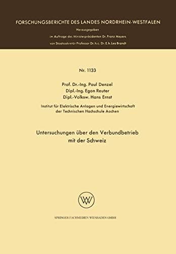 Untersuchungen über den Verbundbetrieb mit der Schweiz