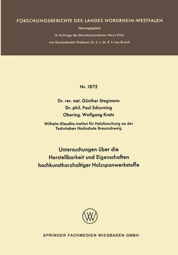Untersuchungen über die Herstellbarkeit und Eigenschaften hochkunstharzhaltiger Holzspanwerkstoffe (German Edition)