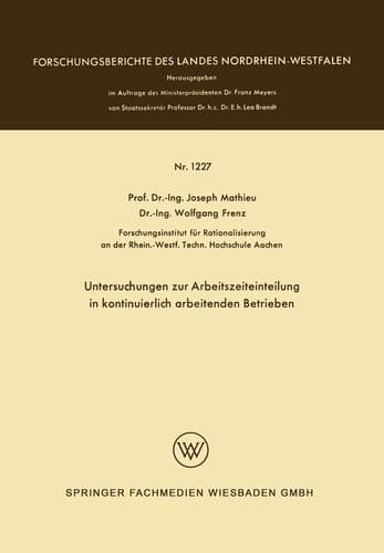 Untersuchungen zur Arbeitszeiteinteilung in kontinuierlich arbeitenden Betrieben
