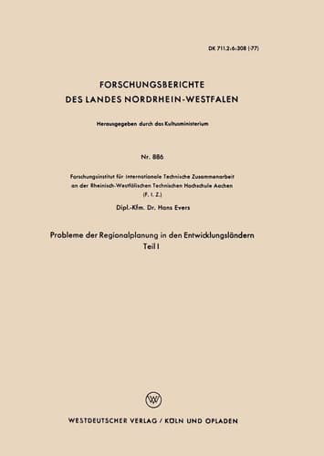 Probleme der Regionalplanung in den Entwicklungsländern Teil I