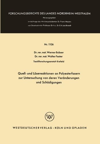 Quell- und Lösereaktionen an Polyesterfasern zur Untersuchung von deren Veränderungen und Schädigungen (German Edition)