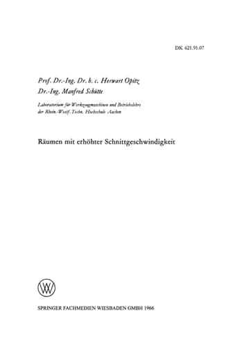 Räumen mit erhöhter Schnittgeschwindigkeit