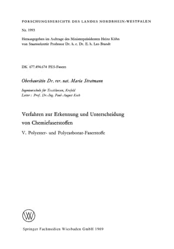 Verfahren zur Erkennung und Unterscheidung von Chemiefaserstoffen V: Polyester- und Polycarbonat-Faserstoffe