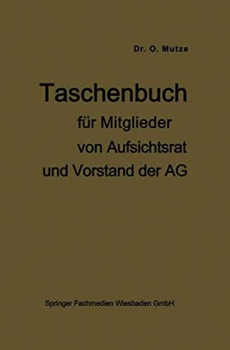 Taschenbuch für Mitglieder von Aufsichtsrat und Vorstand der AG