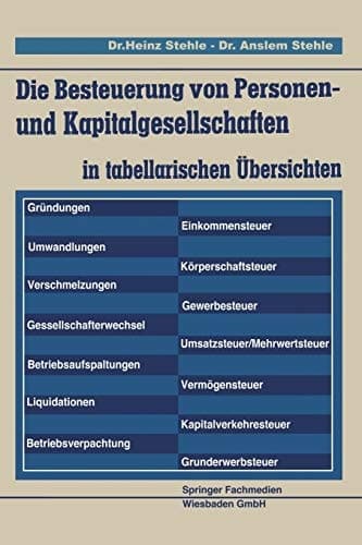 Die Besteuerung von Personen- und Kapitalgesellschaften in tabellarischen Übersichten