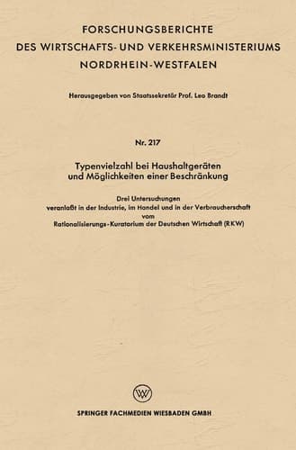 Typenvielzahl bei Haushaltgeräten und Möglichkeiten einer Beschränkung