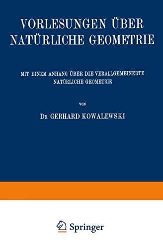 Vorlesungen über Natürliche Geometrie Mit Einem Anhang über die Verallgemeinerte Natürliche Geometrie