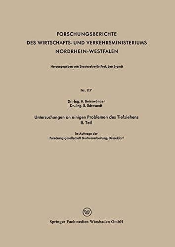 Untersuchungen an einigen Problemen des Tiefziehens II. Teil