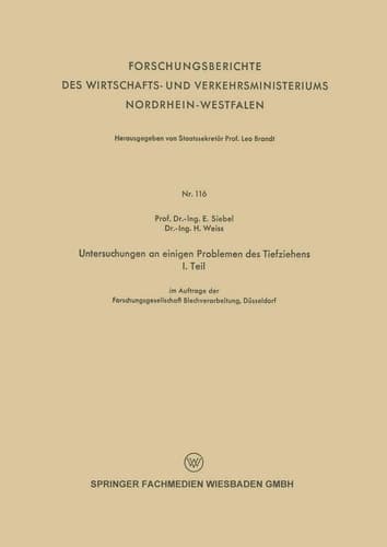 Untersuchungen an einigen Problemen des Tiefziehens I. Teil