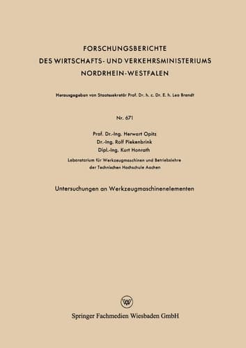 Untersuchungen an Werkzeugmaschinenelementen