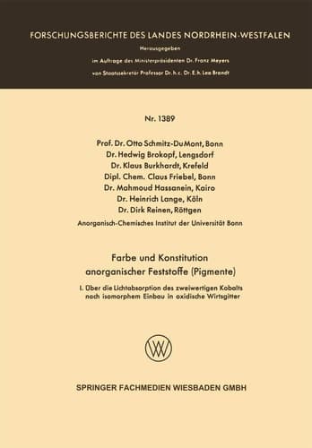 Farbe und Konstitution anorganischer Feststoffe (Pigmente) I. Über die Lichtabsorption des zweiwertigen Kobalts nach isomorphem Einbau in oxidische Wirtsgitter