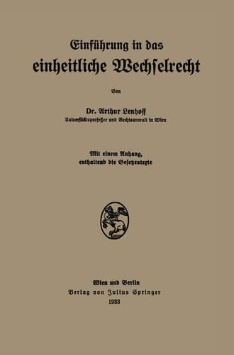 Einführung in das einheitliche Wechselrecht (German Edition)