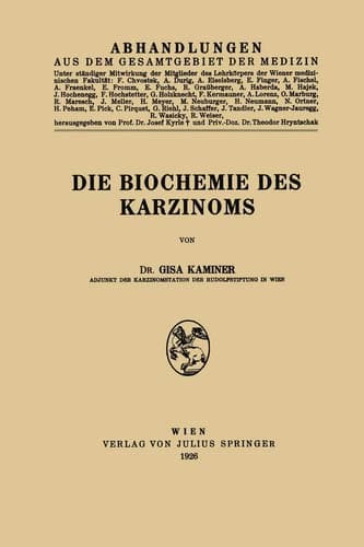 Die Biochemie des Karzinoms (German Edition)