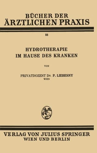 Hydrotherapie im Hause des Kranken Band 33
