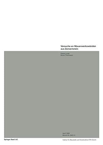 Versuche an Mauerwerkswänden aus Zementstein