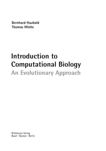 Introduction to Computational Biology An Evolutionary Approach