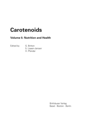 Carotenoids Volume 5: Nutrition and Health