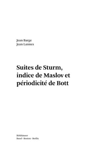 Suites de Sturm, indice de Maslov et périodicité de Bott