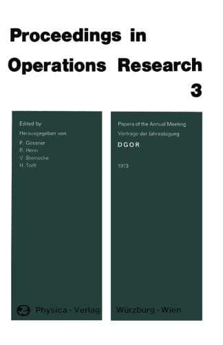 DGOR Papers of the Annual Meeting 1973 / Vorträge der Jahrestagung 1973