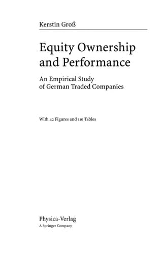 Equity Ownership and Performance: An Empirical Study of German Traded Companies (Contributions to Economics)