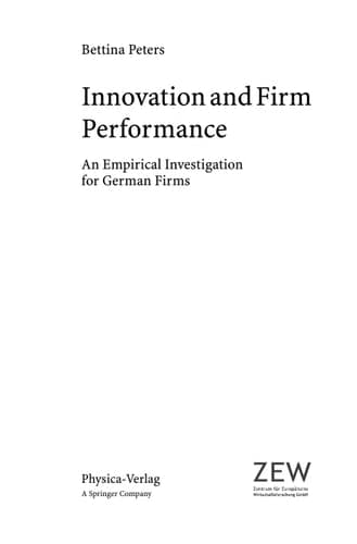 Innovation and Firm Performance An Empirical Investigation for German Firms
