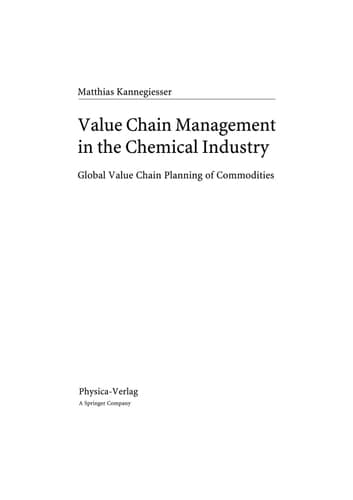 Value Chain Management in the Chemical Industry Global Value Chain Planning of Commodities