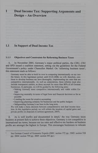 Dual Income Tax A Proposal for Reforming Corporate and Personal Income Tax in Germany