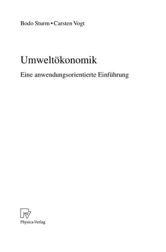 Umweltökonomik Eine anwendungsorientierte Einführung