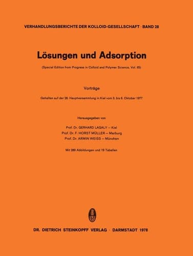 Lösungen und Adsorption (Progress in Colloid and Polymer Science, 65) (German Edition)