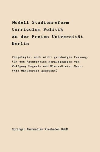 Modell Studienreform Curriculum Politische Wissenschaft an der Freien Universität Berlin