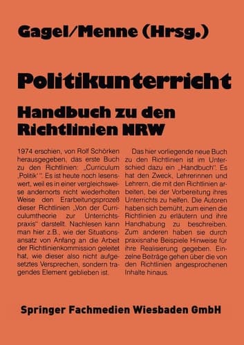 Politikunterricht Handbuch zu den Richtlinien NRW