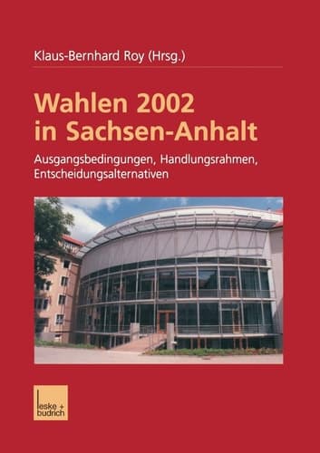 Wahlen 2002 in Sachsen-Anhalt Ausgangsbedingungen Handlungsrahmen Entscheidungsalternativen