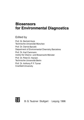 Biosensors for Environmental Diagnostics (Teubner-Reihe Umwelt)