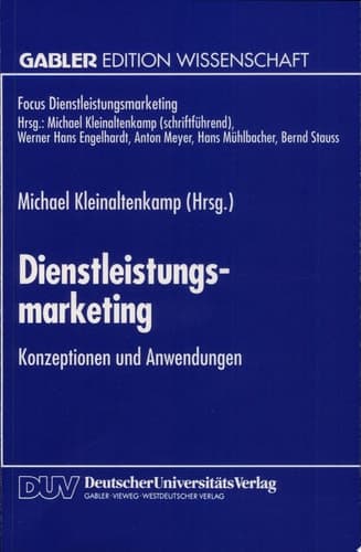 Dienstleistungsmarketing Konzeptionen Und Anwendungen