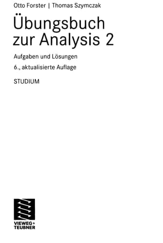 Übungsbuch zur Analysis 2 Aufgaben und Lösungen